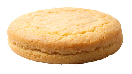 Single Round Shortbread Cookie, Freshly Baked and Golden Brown – Isolated on Transparent Background, AI Generated