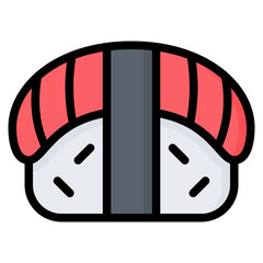 Sushi icon in filled Line style, suitable for food, fast food and restaurant concept illustrations