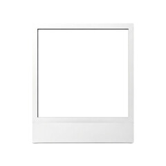 Fototapeta premium A blank white polaroid frame with a thick border on a black background in a square format image on transparent background