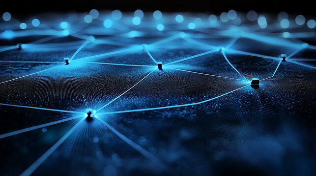 Blue Network Nodes: Data Center & Cybersecurity Backdrop