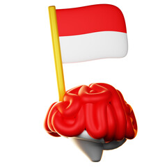 Indonesian Brain with National Flag 3D Render: Symbol of Intellect and Patriotism