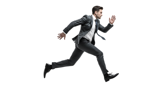 Office Worker in Hurry with Briefcase Isolated Transparent Background