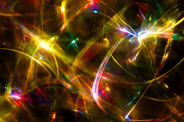 Obraz premium Dynamic light abstract background with colorful streaks and bright glow. Energy flow concept. Artistic digital illustration for modern design.