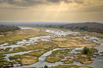 Landscape over view of the Olifants river, Kruger National Park, South Africa