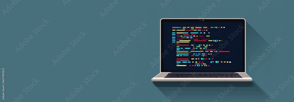 Aufkleber laptop screen shows colorful code in celebration of international programmers day concept of global 