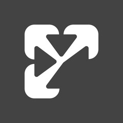 Clover flower motif or three arrows pointing inwards. Abstract, outline and elegant.