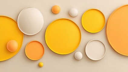 Abstract Geometric Circles In Orange And White