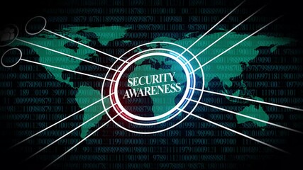 Global Cyber Security Awareness with Digital World Map and Binary Code cybersecurity - Powered by Adobe