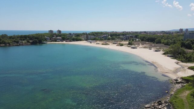 Aerial view of Black Sea Coast near Atliman Beach and Kiten, Burgas Region, Bulgaria 
