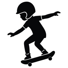 Child skateboarding with helmet action sport