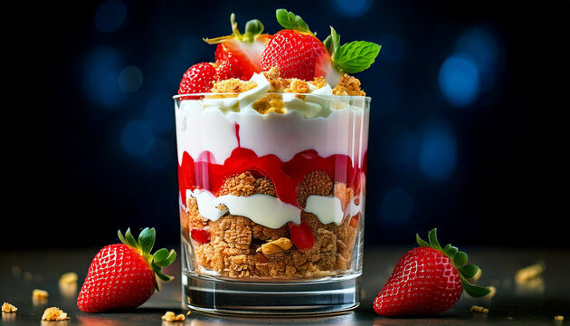 cake with strawberry topping - Powered by Adobe