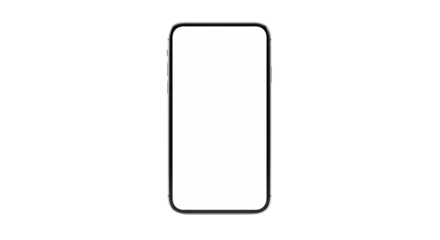 Modern smartphone displaying a blank white screen ready for content creation mockups transparent background PNG, Realistic