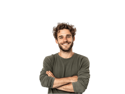 Smiling young man with arms crossed