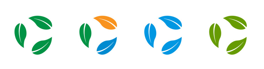 Eco icon for environment, recycling, leaves, nature.