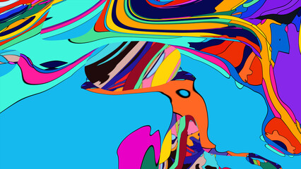 Fototapeta premium Colorful abstract psychedelic fluid background for music festival