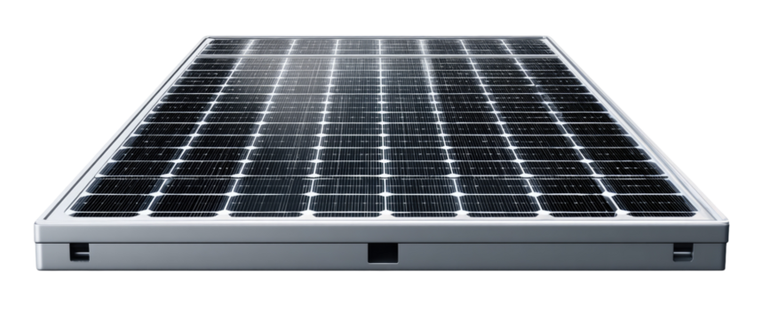 Rectangular solar panel array mounted on a light gray frame