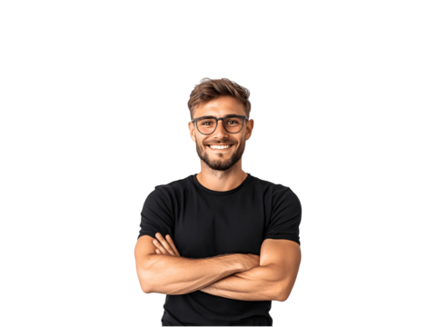 Smiling young man with arms crossed - Powered by Adobe