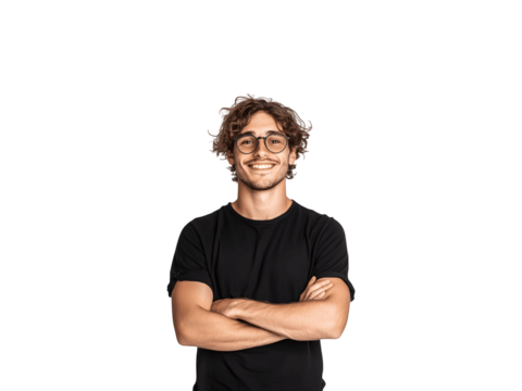 Smiling young man with arms crossed