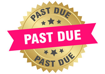 past due. past due round pink and gold label isolated on transparent background
