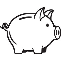 Piggy bank isolated on white background symbolizing saving money, financial investment, wealth accumulation, and economic growth in a simple and clean design