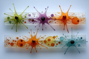 Multi-colored glass splash art on light panels