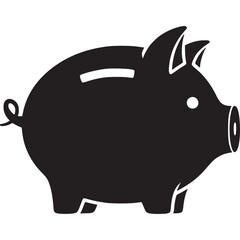 Classic piggy bank icon representing savings, financial security, and investment opportunities isolated on white background