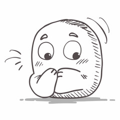 Obraz premium Expressive cartoon face conveys anxiety and worry, perfect for illustrating stress, nervousness, or concern in a relatable and engaging way for mental health or educational content