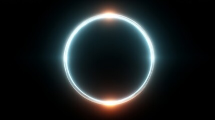 Obraz premium Ethereal Light Ring: A captivating display of a neon circle emitting a brilliant glow against a deep space, inviting viewers into a realm of futuristic and enigmatic design.