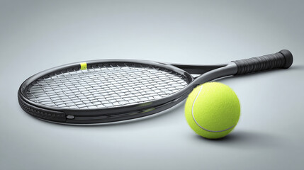 A Tennis Racket & Ball. A classic combination for an individual sport that requires power, agility, and strategy to win the game.