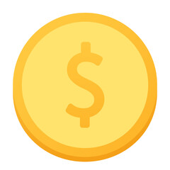 Gold coin icon. With dollar sign. Vector illustration isolated on PNG.