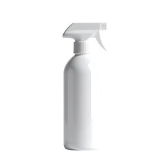 Shiny white plastic bottle with spray on transparent background