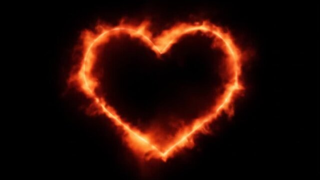 Fiery heart shape on a black background
