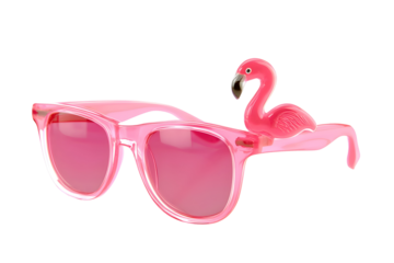 Pink flamingo sunglasses accessory isolated on transparent background