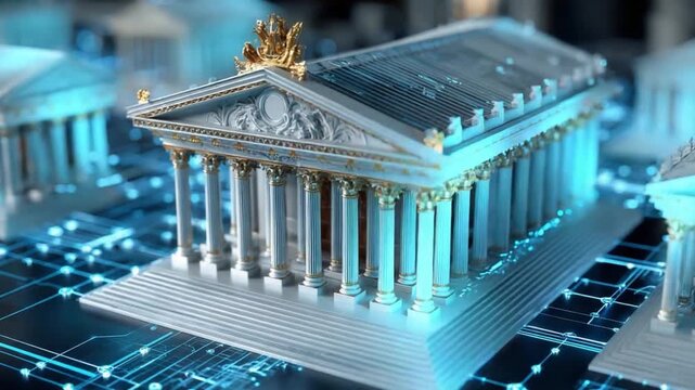 Architectural Elegance: A digital representation of neoclassical architecture, a timeless symbol of culture and structure.