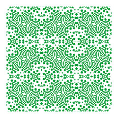 Intricate Green Pattern, Symmetrical Leaf Design, Abstract Floral Repetition