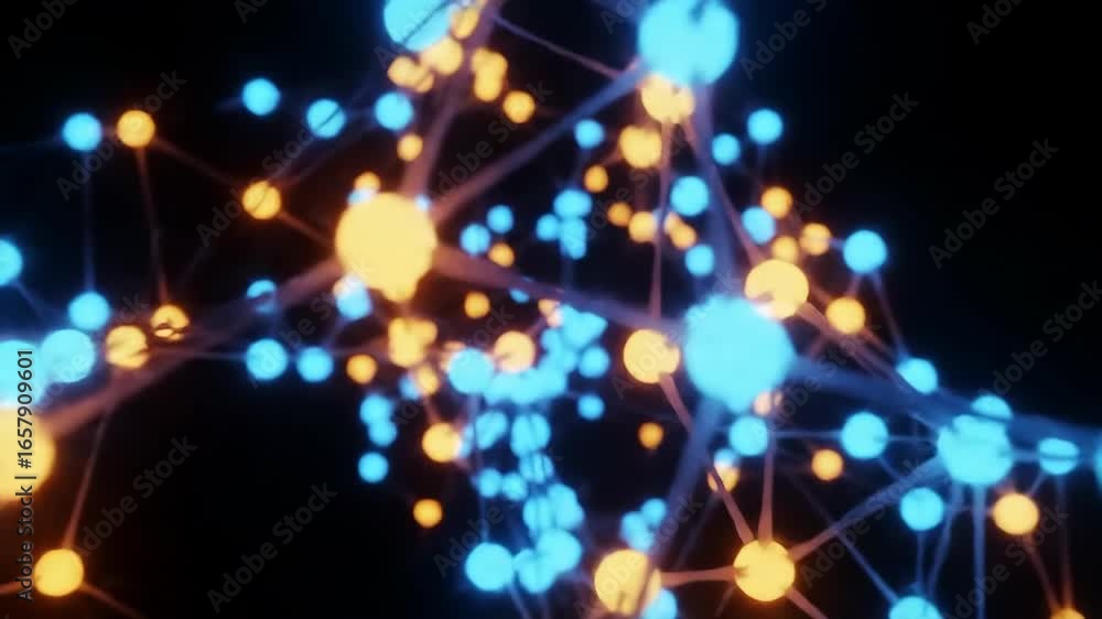 Fototapete futuristic digital visualization of a complex neural network with glowing synaptic connections and i