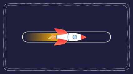 cute loading screen animation, loading scene, loading bar rocket in space - Powered by Adobe