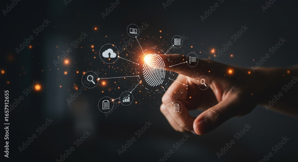 Poster fingerprint scanning technology with data security and digital identification