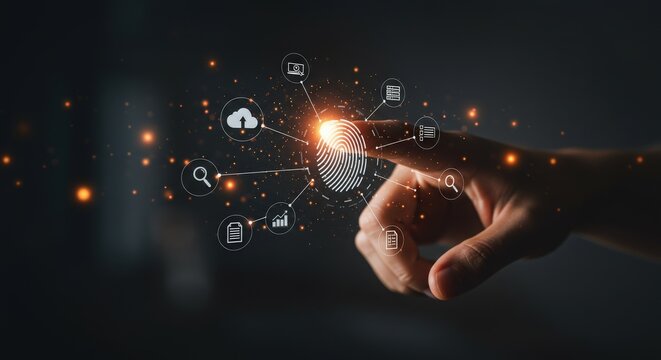 Fingerprint scanning technology with data security and digital identification - Powered by Adobe