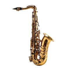 Fototapeta premium Gleaming golden saxophone radiating elegance and musicality on transparent background