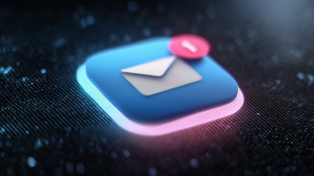 Digital Envelope Icon with Notification Badge in a Futuristic Background representing Email Communication and Connectivity Concepts