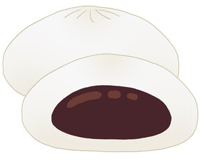 シンプルな2個セットのあんまんのイラスト