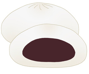 シンプルな2個セットのあんまんのイラスト