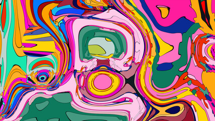 Colorful, abstract, fluid, and geometric background for a music festival