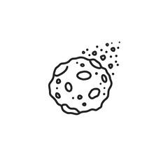 Minimalist Line Art Asteroid or Meteor Icon