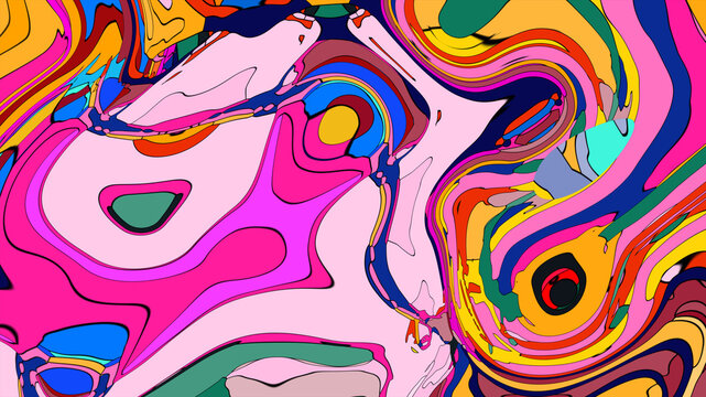 Colorful, abstract, fluid, and geometric background for a music festival