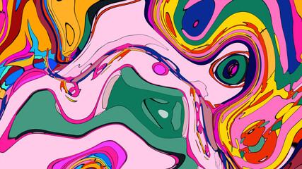 Colorful, abstract, fluid, and geometric background for a music festival