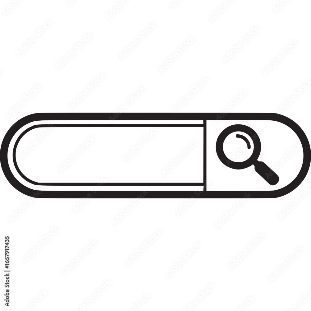 Poster an isolated on white background search bar icon with a magnifying glass, representing web search, in