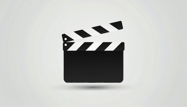 Movie clapperboard icon on a light background for film industry and creative design