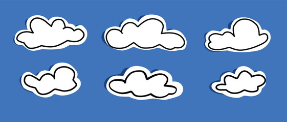 Clouds illustration with sticker style simple cute design.eps
